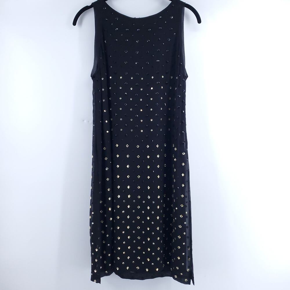 Diane von Furstenberg Sexy Ella Black Chiffon Silk GoldStud Overlay Gala Dress 2
